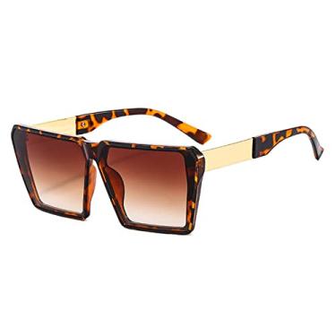 Imagem de Óculos de sol quadrados grandes para mulheres retrô óculos de sol coloridos para senhoras tons UV400 óculos unissex, C6Leoaprd, marrom, tamanho único