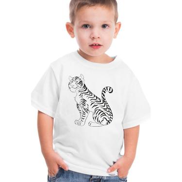 Imagem de Camiseta Branca Infantil Presente Lembrancinha Animal Tigre