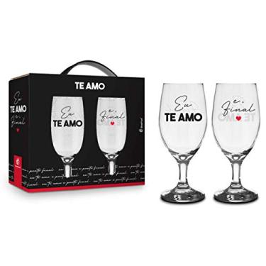 Imagem de Conjunto 2 Taças Windsor na Caixa Te Amo e Ponto Final Presente Namorados Brasfoot