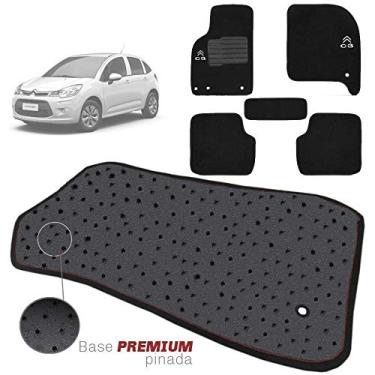 Imagem de Jogo de Tapete Carpete Tevic Pinado C3 2013 14 15 16 17 18 19 Impermeável Lavável Logo Bordado 5 Peças