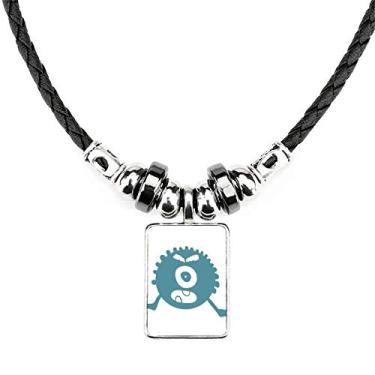 Imagem de DIYthinker Colar Alien Monster Creature Cyclops Joias Torque Pingente de corda de couro