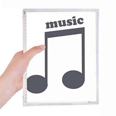 Imagem de Caderno preto com notas musicais roxas escuras, caderno, folhas soltas, diário recarregável, artigos de papelaria