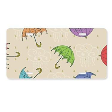 Imagem de DIYthinker Placa de carro de aço inoxidável para decoração de placa de carro guarda-chuva Cloud Rain Drip Sun