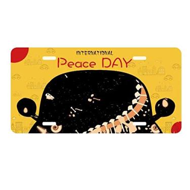 Imagem de DIYthinker Placa de carro com estampa de dinossauro, grama enorme, ossos grandes, decoração de carro, dia da paz