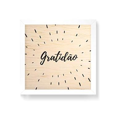 Imagem de Arte Maníacos Quadro decorativo com moldura caixa branca em Madeira - Gratidão - 30x30cm