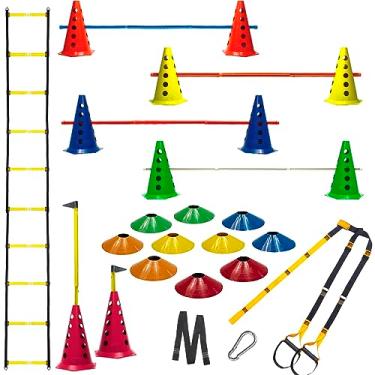 Imagem de Kit Trx Escada Funcional + 10 Cones C/Barreiras + 10 Pratos