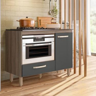 Imagem de Balcão Para Cooktop 01 Porta 01 Gaveta Fit Carvalho Nature Cinza Nicioli