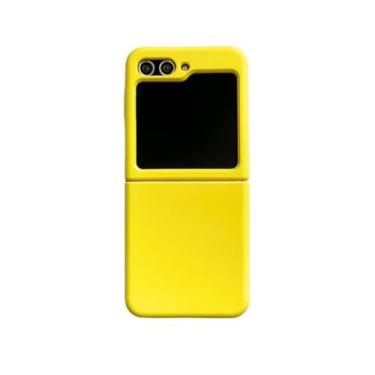 Imagem de Para Z Flip 4 5 Capa Neon Liquid Silicone Phone Cases Capa para Samsung Galaxy z Flip 3 zflip 4 5 Suporte de gancho de cor fluorescente bonito, amarelo, para Z Flip 5