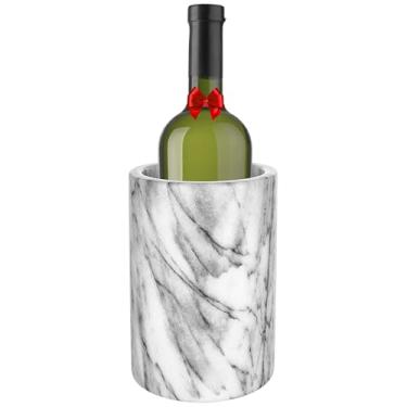 Imagem de Refrigerador de vinho moderno elegante cinza mármore garrafa de vinho mantém o vinho e champanhe gelados com uso multiuso como suporte de utensílios de cozinha e vaso de flor (cinza)