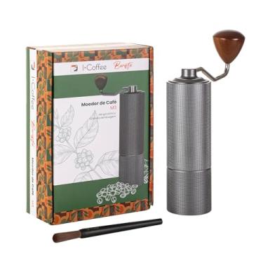 Imagem de iCoffee Moedor de café manual com rebarba cônica em aço inoxidável CNC, capacidade de 20 g, compacto e portátilpara casa, viagens, acampamento (Prata)