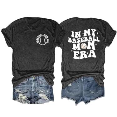 Imagem de Camisetas de beisebol Mom Women in My Baseball Mom Era, camisetas engraçadas de beisebol com estampa de mamãe, Beisebol cinza 4, G