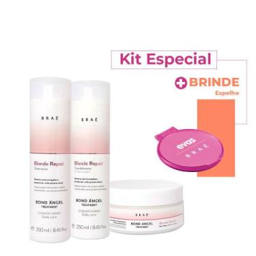 Imagem de Kit Braé Blond Repair Shampoo Condicionador Máscara E Espelho Colab (4