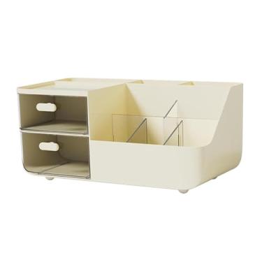 Imagem de Ｂｅｓｇａ Organizador de mesa, rack de armazenamento de cosméticos, expositor de mesa, caixa de armazenamento dividida, cor creme