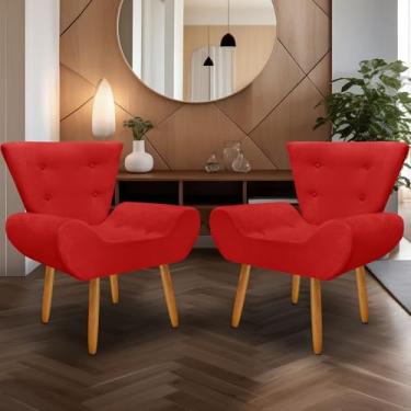 Imagem de kit 2 poltrona Decorativa Emília Consultório Escritório (VERMELHO)