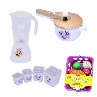 Imagem de Mini Cozinha Infantil Menina Princesa Liquidificador 19Peças