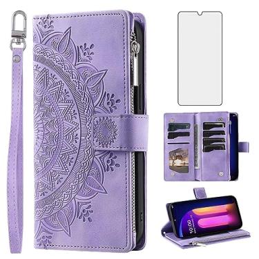 Imagem de Asuwish Capa de telefone para LG V60 ThinQ V60ThinQ 5G G9 Thin Q Capa carteira com protetor de tela de vidro temperado e alça de pulso Mandala flor flip zíper titular cartão celular LGV60 V 60 60ThinQ