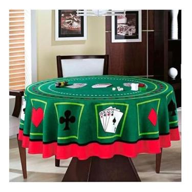 Imagem de Toalha de Mesa para Carteado Redonda Estampa Cartas Teka