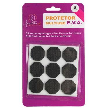 Imagem de Protetor De Pé De Cadeira Preto Multiuso E.V.A Hexagonal 9 Peças - Fac