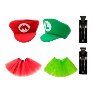 Imagem de Fantasia Casal Mario e Luigi Cap Suspensório e saia tule - Em Fantasy