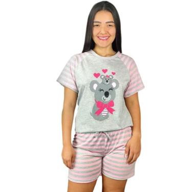Imagem de Pijama Feminino de Calor estampado conjunto short e Camisa Manga Curta