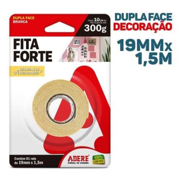 Imagem de Fita Dupla Face Espuma Branca Decoração Artesanato 19mmx1,5m Alta Fixa