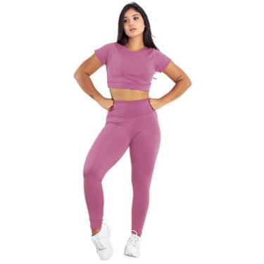 Imagem de Conjunto Feminino Fitness Top Manga + Calça Legging Basica  MAG853_901
