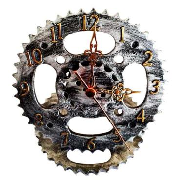 Imagem de Relógio Coroa e Pinhão de Moto em Aço com Relevo Decorativo Black - Re