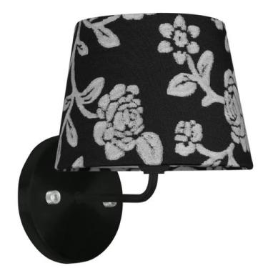 Imagem de Arandela Preta De Cupula Tradicional Floral Prata - MARRYLUZ