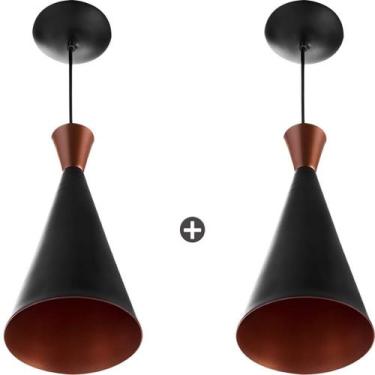 Imagem de 2 Pendentes Cone Preto Canadá Sala Cozinha Churrasqueir - MARRYLUZ