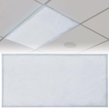 Imagem de Patelai Capas de luz fluorescente de 1,2 m x 7,8 m para luzes de teto, capas de luz magnética com 10 ímãs filtros de luz fluorescente para sala de aula, decoração de lâmpada pendente de escritório em casa (estilo cinza simples)