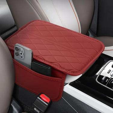 Imagem de frani Capa de console central de carro, capa de couro para apoio de braço de carro com 2 sacos de armazenamento, capa universal para descanso de braço de carro, protetor de acessórios interiores de