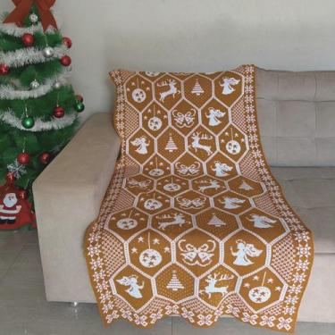 Imagem de Manta Sofá Natal Tricot Xale decorativa Natalina Trico 205x75cm  - Det