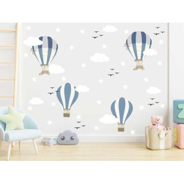 Imagem de adesivo de parede decoração quarto menino balões azul escuro - Senhori