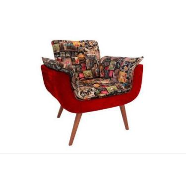 Imagem de Poltrona Opalla Retrô 01 Lugar Vermelha - Casa Renovo