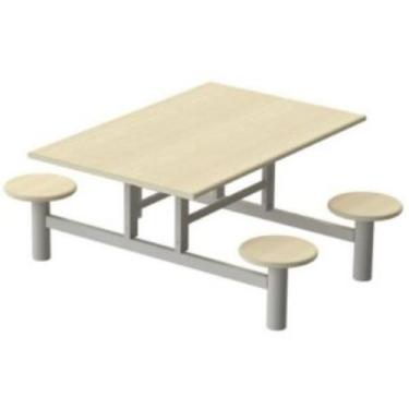 Imagem de Mesa refeitório c/ banco acoplado- banco redondo 4 lugares branca - MO