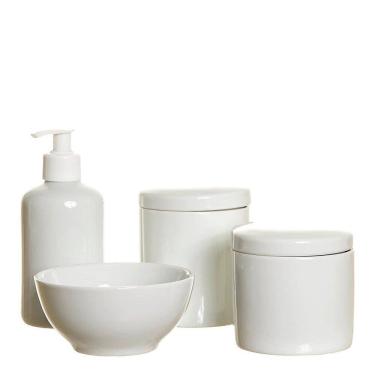 Imagem de Kit Higiene Porcelana Branca - 4 Peças