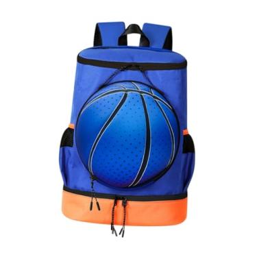 Imagem de Deevoka Mochila de basquete com compartimento para sapatos, bolsa de basquete versátil com zíper, mochila esportiva para viagens, fitness, rua, Blue Orange L Adults