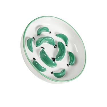 Imagem de Tigela de alimentação lenta para gatos de cerâmica – Tigela de alimentação lenta para gatos com tons vibrantes – Prato de comida de gato fofo labirinto para alimentação saudável – Alimentador