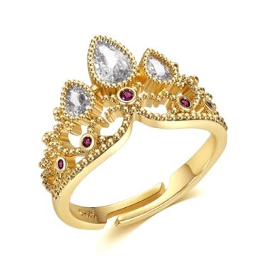 Imagem de Anel Rapunzel Enrolados Fãs Princesa Coroa Anel Princesa Jóias Aniversário Festa Anel Halloween Vestido Presentes, Metal, Strass