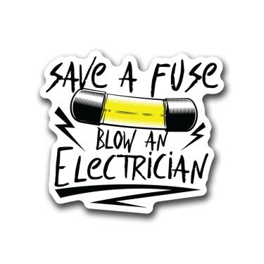 Imagem de Adesivos de decalque elétrico eletricista - para caixas de ferramentas, armários, capacetes, carros, janelas, para-choques, paredes, laptops, copos - 5 polegadas (economize um fusível)