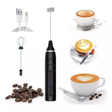 Imagem de Mixer Elétrico para Café, 3 em 1, Batedor de Espuma, Recarregável via USB, Preto