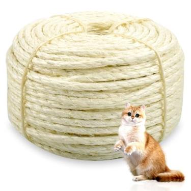Imagem de Corda de sisal para arranhador de gatos de 4 mm de diâmetro, corda de sisal natural para consertar arranhadores de gatos, corda de reparo de torre de gato, corda de árvore de gato, substituição,