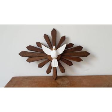 Imagem de Artesanato Mineiro Divino Espírito Santo - Pintura de Madeira 35 x 25 cm