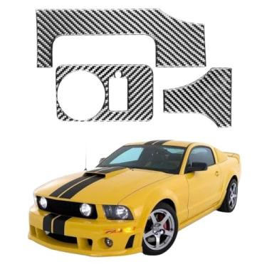 Imagem de IKUESM compatível com acessórios Ford Mustang 2005-2009 GT S197 Interruptor do farol do carro interior em fibra de carbono Adesivo de acabamento do volante esquerdo direito((BLACK) D)