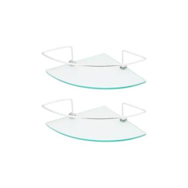 Imagem de Kit 2 Prateleira Para Banheiro de Canto Porta Shampoo Vidro Temperado 6mm Cantoneira Para Banheiro Incolor