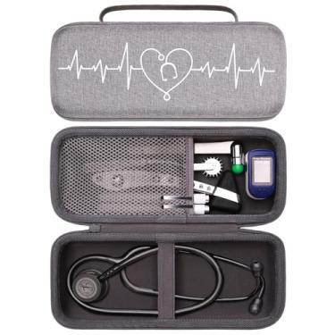 Imagem de Estojo para estetoscópio para 3M Cardiology III,II,IV,3M Master Cardiology/MDF MDOne Stainless Steel Stethoscope Acessórios de enfermagem e equipamentos médicos (exterior cinza escuro + interior cinza escuro)