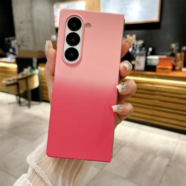 Imagem de Capa de telefone ultrafina fosca gradiente para PC para Samsung Z Fold 6 5 4 5G Fold6 ZFold6 Skin Feel Frosted Shockproof Protection Cover, rosa rosa vermelha, para Galaxy Z Fold 4