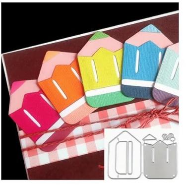 Imagem de Suds&WH Lápis de papelaria escolar, cortes de metal, caneta, lápis, matrizes de corte escolar, estêncil, faça você mesmo, scrapbook, papel decorativo em relevo, para fazer cartões, prata