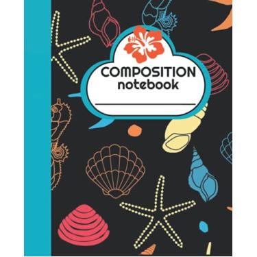Imagem de Composition Notebook: Sand Surf Beach Print Summer Shells Notebook: College Ruled 110 Pages (7.5x 9.25) Colorful Shell Pattern
