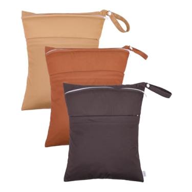 Imagem de babygoal Pacote com 3 Bolsas Molhadas, Bolsas Secas de Viagem À Prova D'Água para Fraldas de Bebê, Praia, Piscina, Academia, Maiôs, Armazenamento de Alimentos e Roupas Molhadas 3Ln37-B